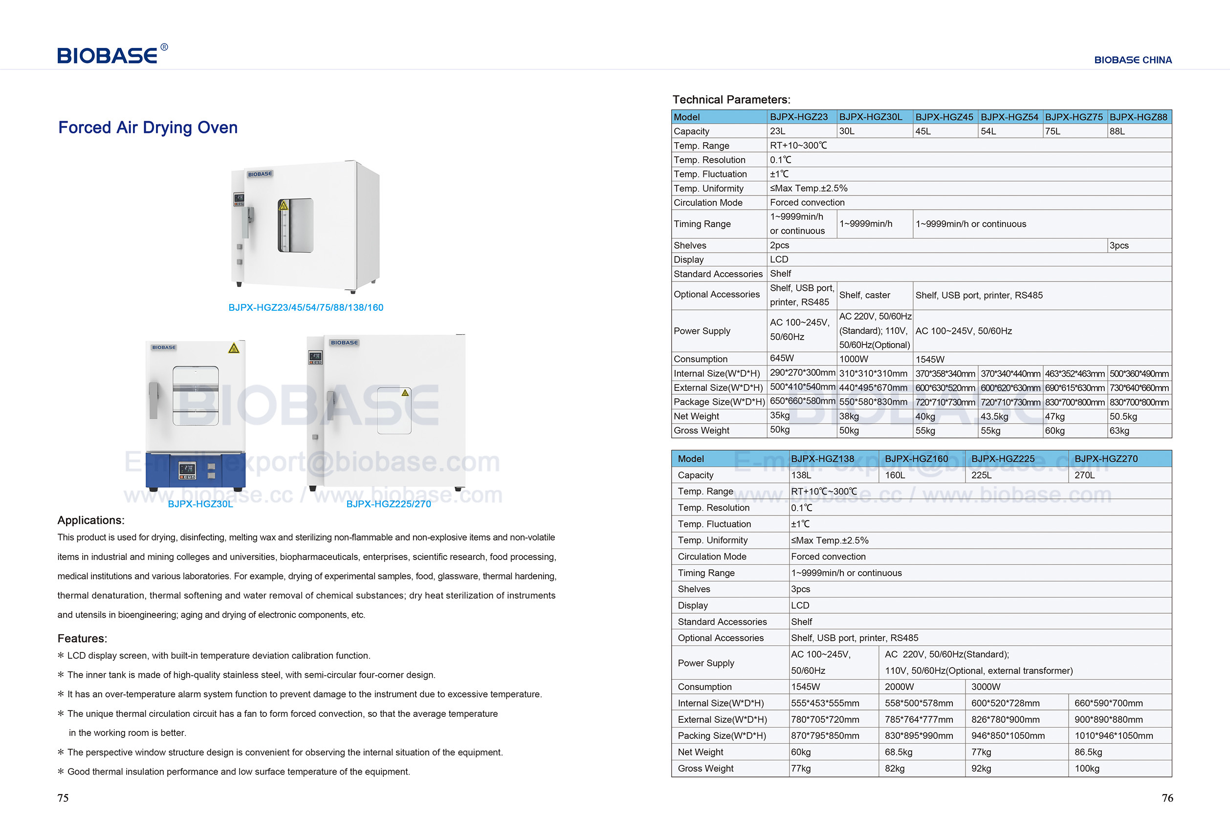 75-76 Forced Air Drying Oven 75-76強制空気乾燥オーブン