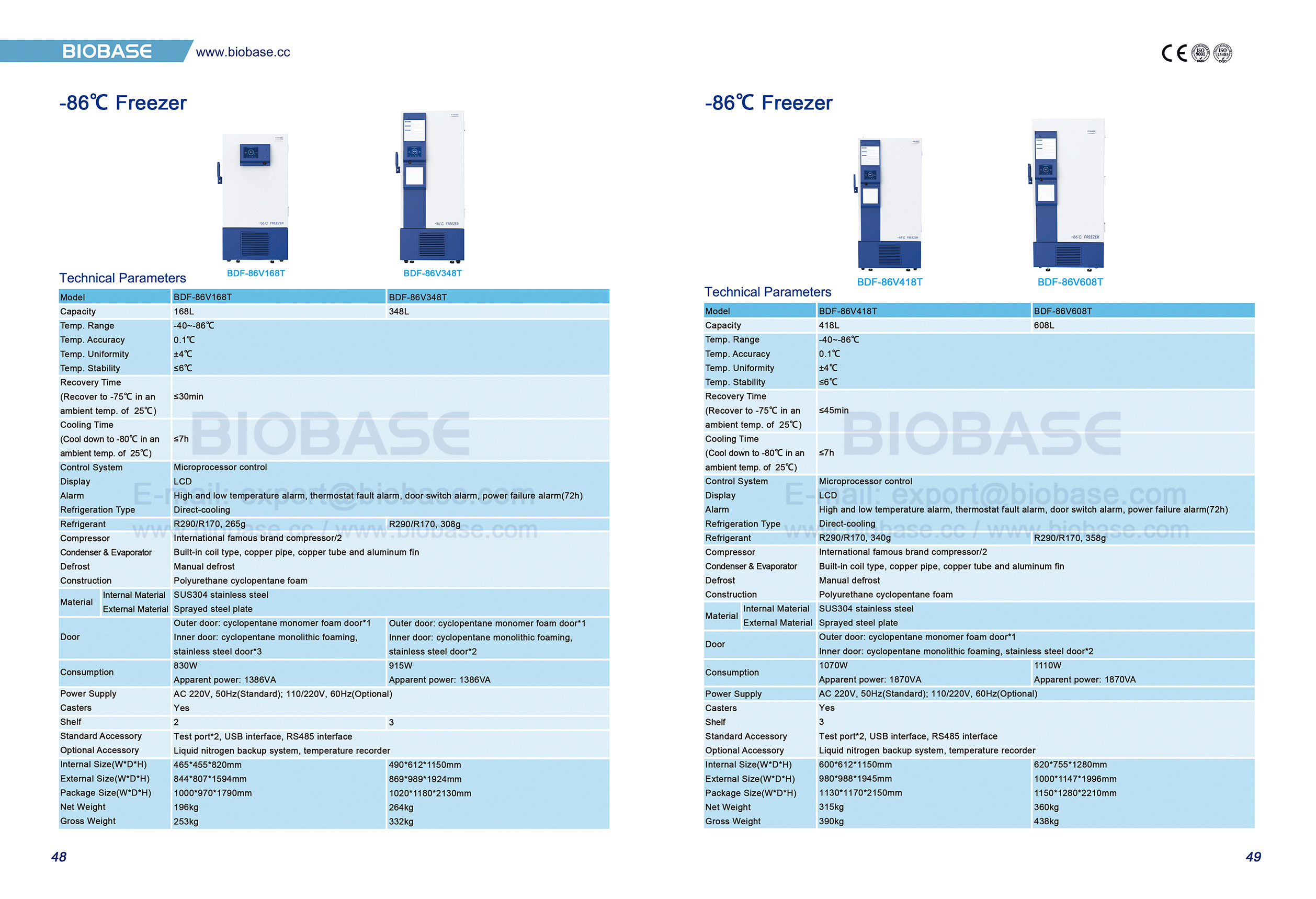 48-49 -86°C Freezer 48-49 -86°Cフリーザー
