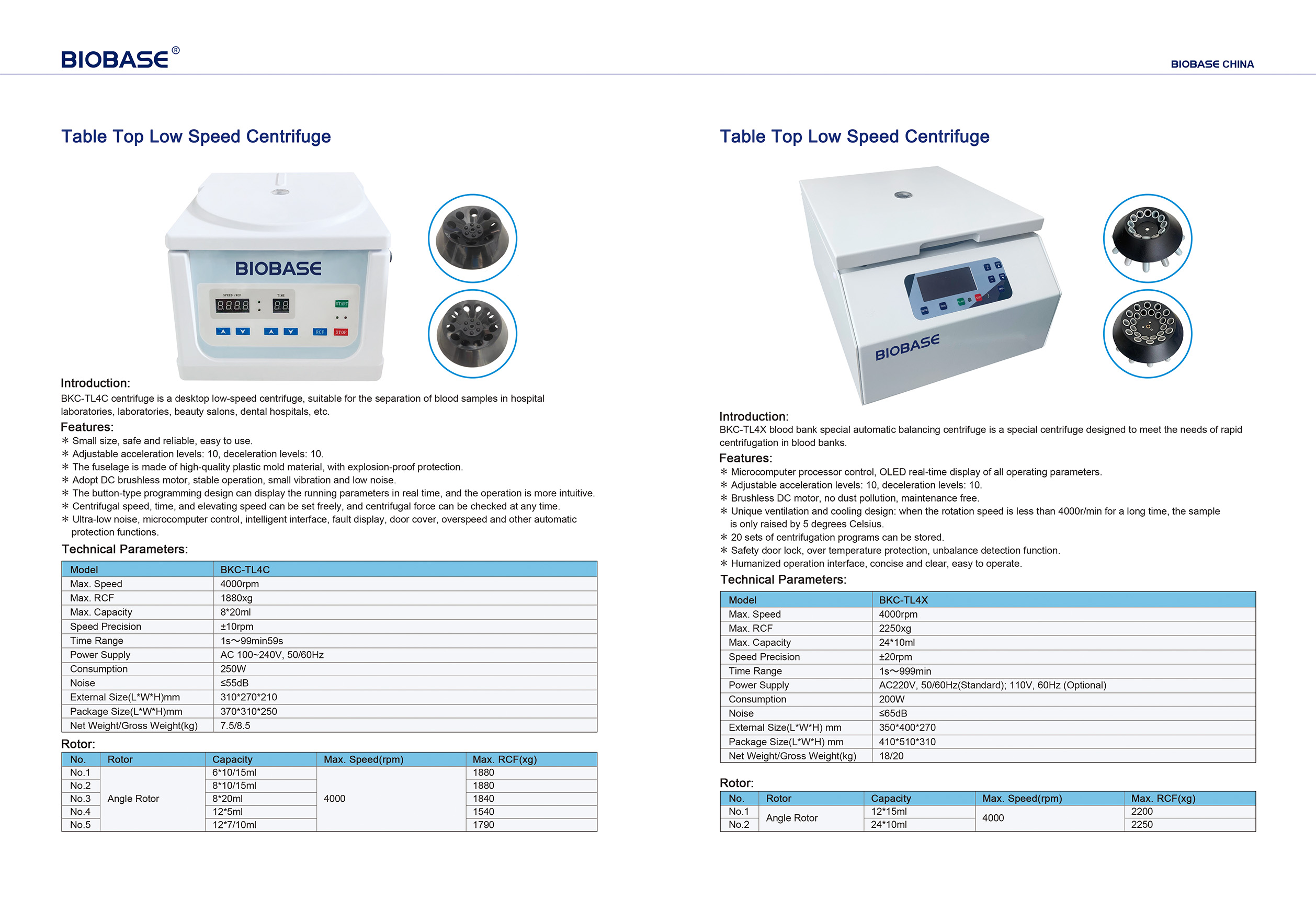 卓上低速遠心機 BKC-TL4C&BKC-TL4X