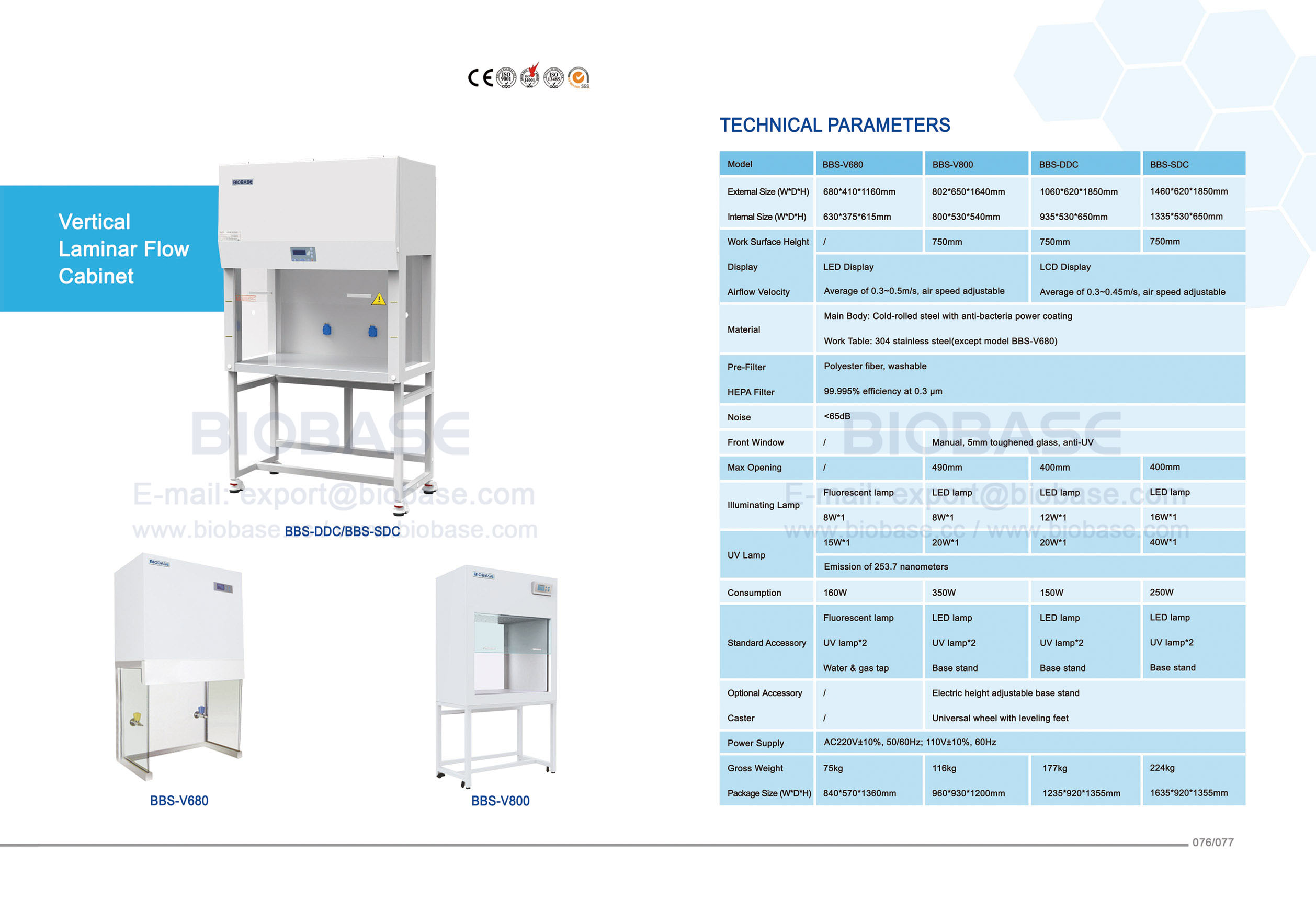 76-77垂直層流キャビネット - BBS-V680