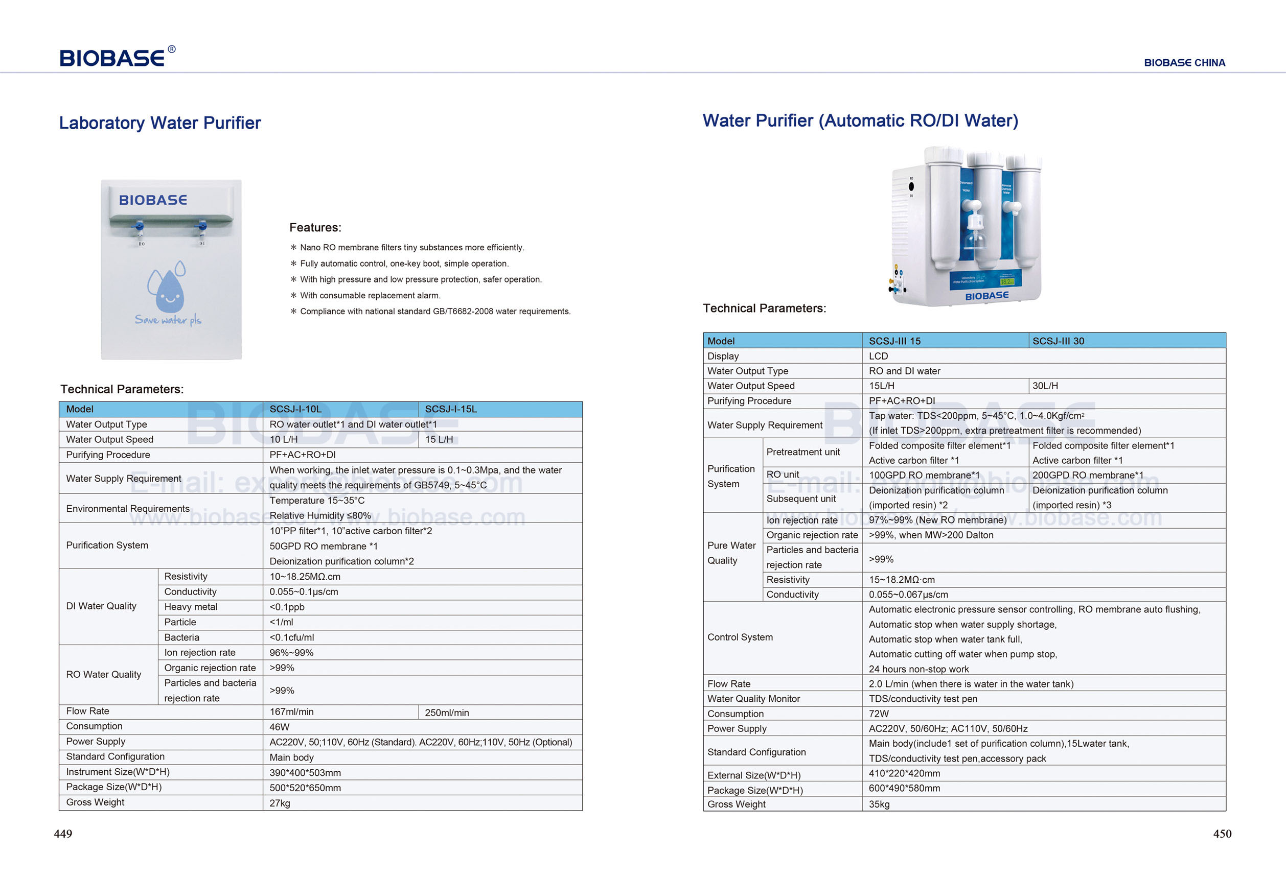 449-450laboratory fater浄水器&水浄化装置（ro di水）