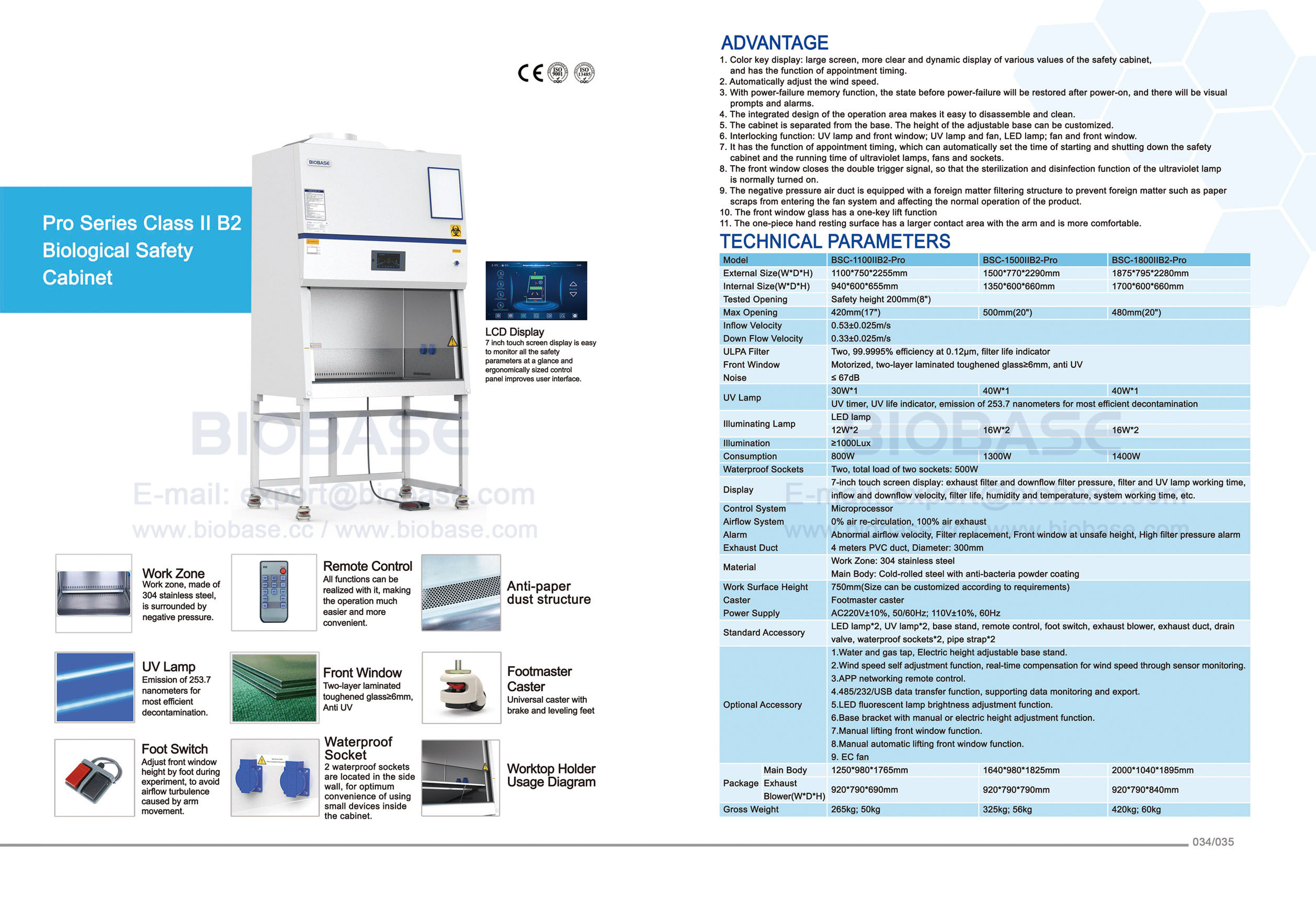 34-35 ProシリーズクラスII B2生物学的安全性キャビネット