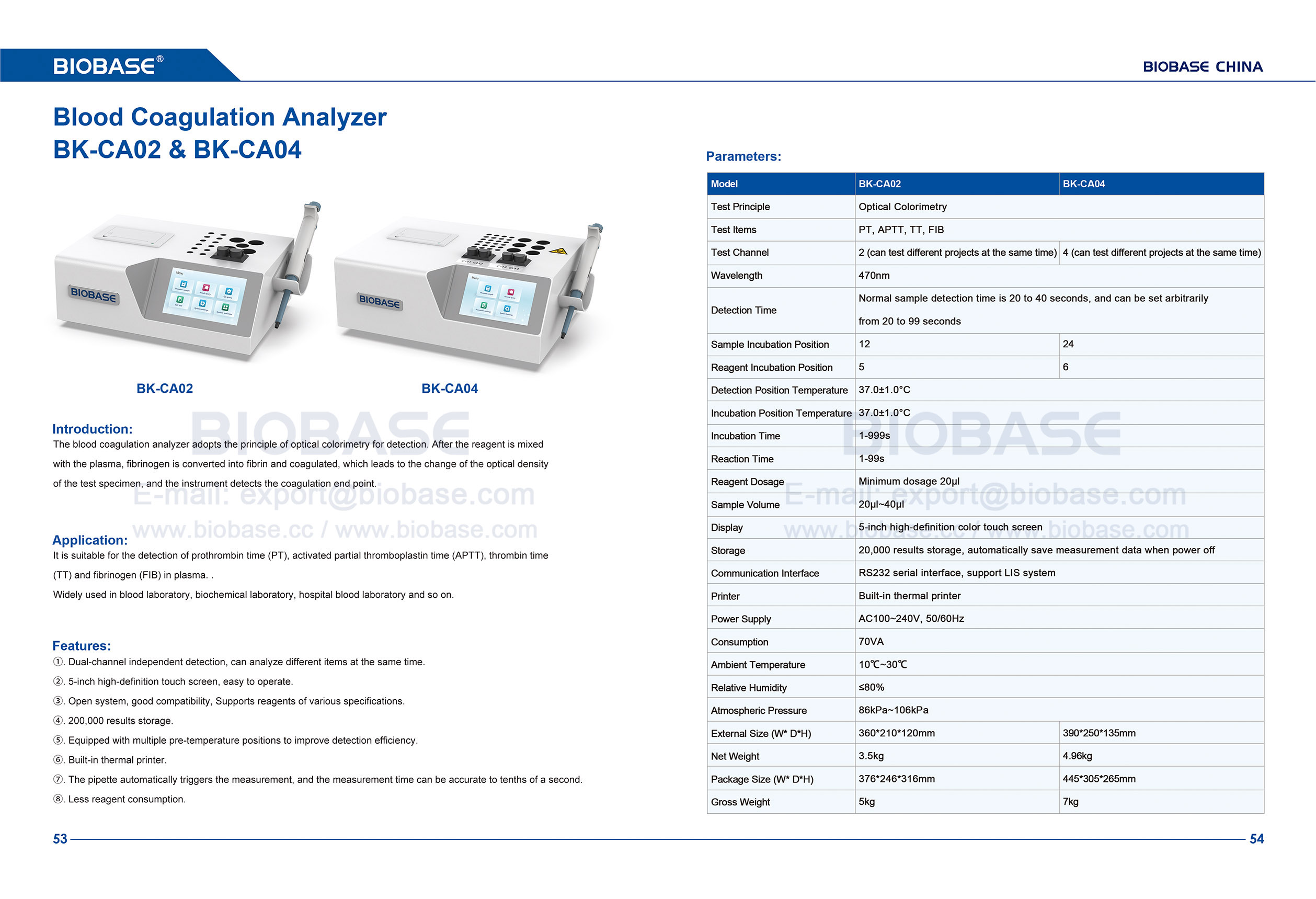 53-54 血液凝固分析装置 BK-CA02&CA04