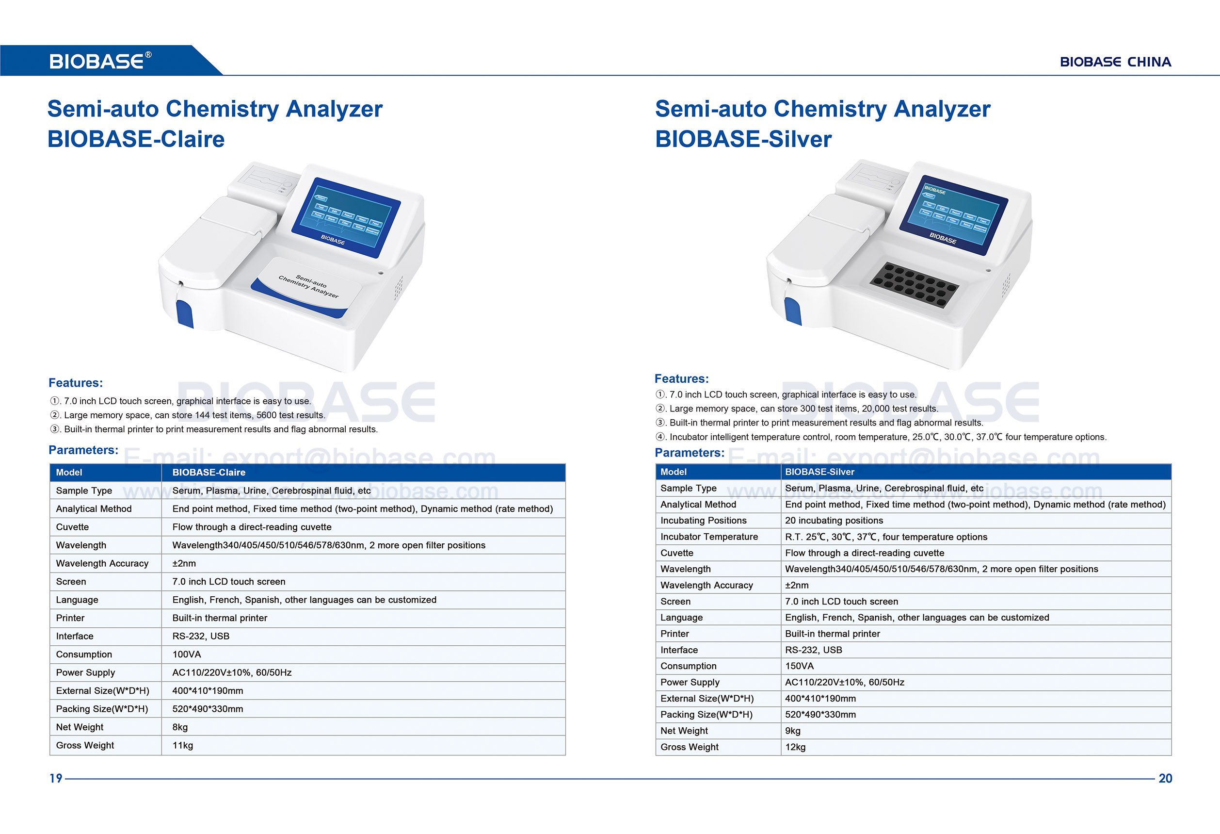 19-20 セミオート化学分析装置 BIOBASE-Claire&BIOBASE-Silver