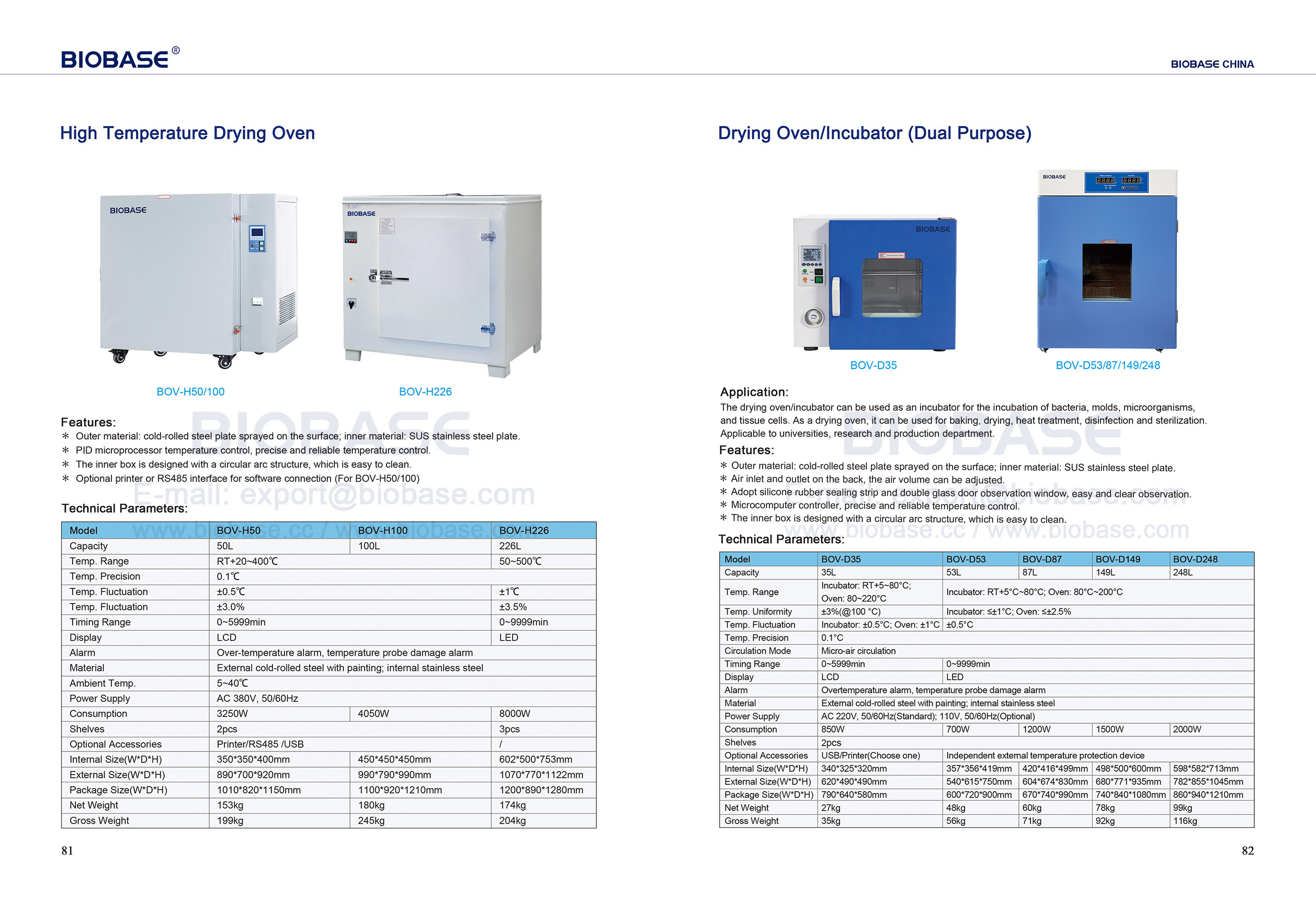81-82 高温乾燥オーブン&乾燥オーブンインキュベーター（兼用）